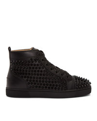 Baskets montantes en cuir noires Christian Louboutin