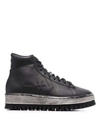 Baskets montantes en cuir noires Converse