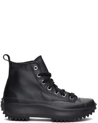 Baskets montantes en cuir noires Converse