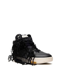 Baskets montantes en cuir noires YSL