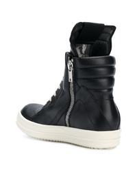 Baskets montantes en cuir noires Rick Owens