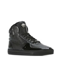 Baskets montantes en cuir noires Versace