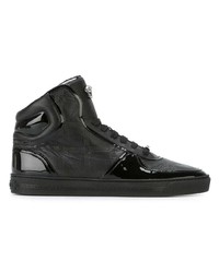 Baskets montantes en cuir noires Versace