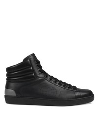 Baskets montantes en cuir noires Gucci