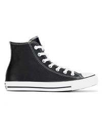 Baskets montantes en cuir noires Converse