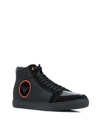 Baskets montantes en cuir noires Emporio Armani