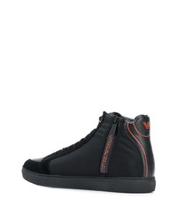 Baskets montantes en cuir noires Emporio Armani