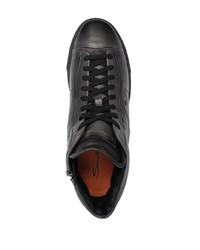 Baskets montantes en cuir noires Santoni