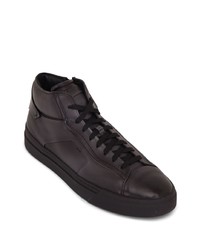 Baskets montantes en cuir noires Santoni