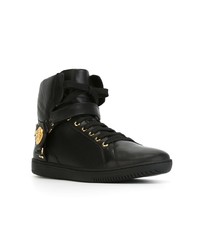 Baskets montantes en cuir noires Versace Collection