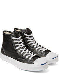 Baskets montantes en cuir noires Converse