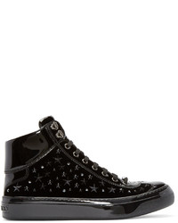 Baskets montantes en cuir noires Jimmy Choo