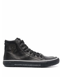 Baskets montantes en cuir noires Karl Lagerfeld