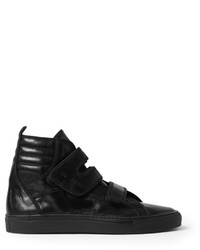 Baskets montantes en cuir noires Raf Simons