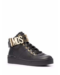 Baskets montantes en cuir noires Moschino