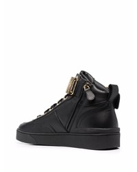 Baskets montantes en cuir noires Moschino