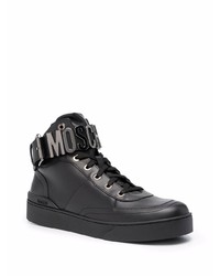 Baskets montantes en cuir noires Moschino