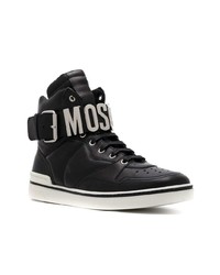 Baskets montantes en cuir noires Moschino