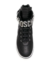 Baskets montantes en cuir noires Moschino