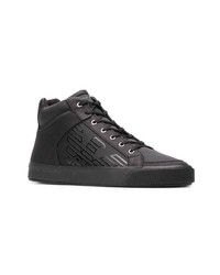 Baskets montantes en cuir noires Emporio Armani