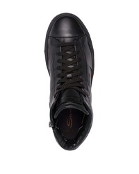 Baskets montantes en cuir noires Santoni