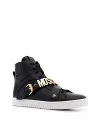 Baskets montantes en cuir noires Moschino