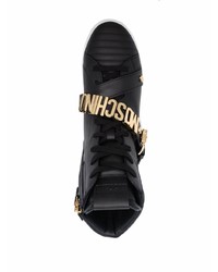 Baskets montantes en cuir noires Moschino