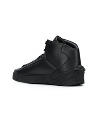 Baskets montantes en cuir noires Versace