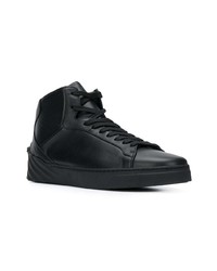 Baskets montantes en cuir noires Versace