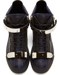 Baskets montantes en cuir noires Giuseppe Zanotti