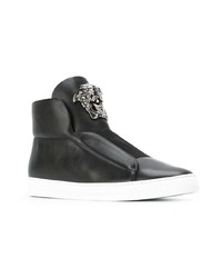 Baskets montantes en cuir noires Versace