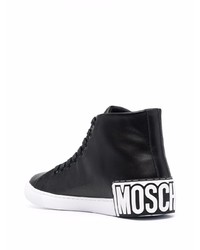 Baskets montantes en cuir noires Moschino