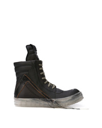 Baskets montantes en cuir noires Rick Owens