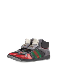 Baskets montantes en cuir noires Gucci