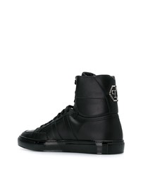 Baskets montantes en cuir noires Philipp Plein