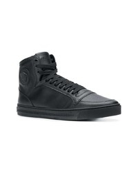 Baskets montantes en cuir noires Versace