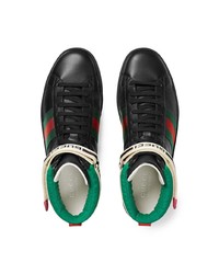 Baskets montantes en cuir noires Gucci