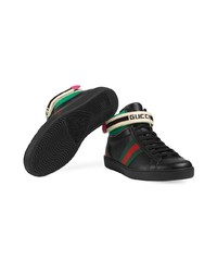 Baskets montantes en cuir noires Gucci