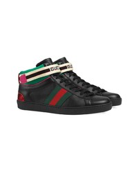 Baskets montantes en cuir noires Gucci