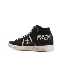 Baskets montantes en cuir noires White Premiata