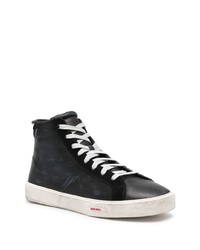 Baskets montantes en cuir noires Diesel