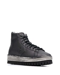 Baskets montantes en cuir noires Converse