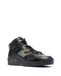 Baskets montantes en cuir noires Ea7 Emporio Armani