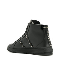 Baskets montantes en cuir noires Philipp Plein