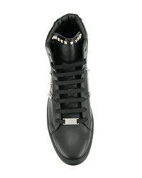 Baskets montantes en cuir noires Philipp Plein