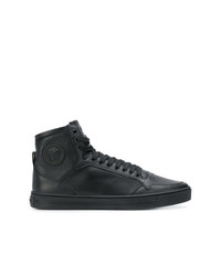 Baskets montantes en cuir noires Versace