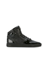 Baskets montantes en cuir noires Versace