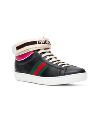 Baskets montantes en cuir noires Gucci