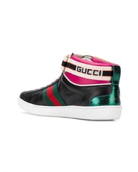 Baskets montantes en cuir noires Gucci