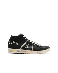 Baskets montantes en cuir noires White Premiata